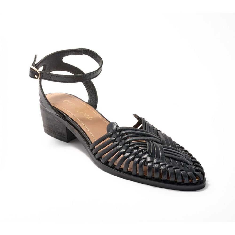 Diba True Women's Sz 8.5 Leather Heeled Sandals -Shootin Star Black